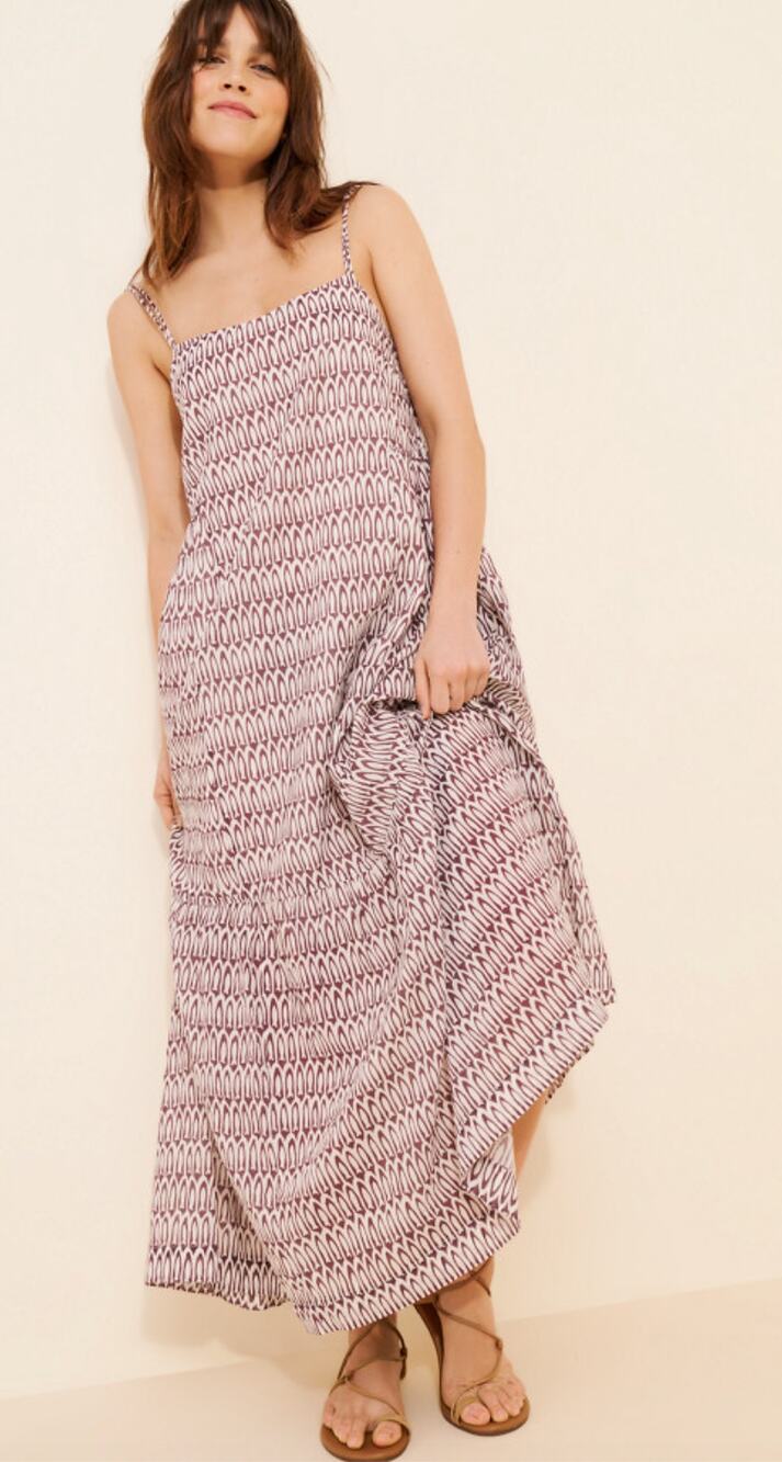 MIRTH Clementine Maxi Dress in Brown Multi Size S